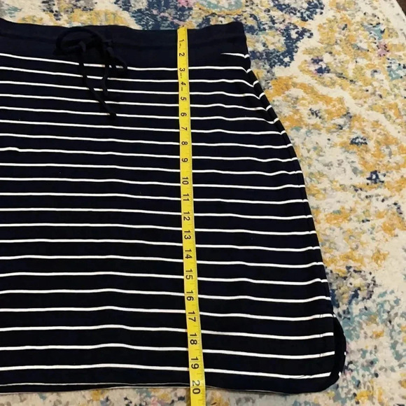 Talbots mini skirt cotton blend stretch Navy white stripes Drawstring Size MP - Picture 8 of 12